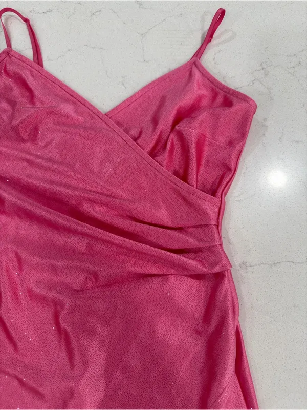 Honey and Rosie Pink Sparkle Wrap-Front Mini Dress - Image 3
