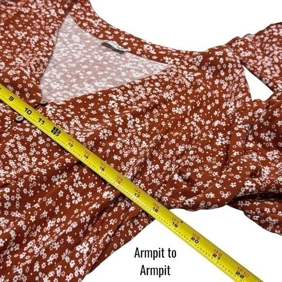 Free People Orange Ditsy Floral Lace Bell Sleeve Bodysuit Feminine Festival S - Image 8