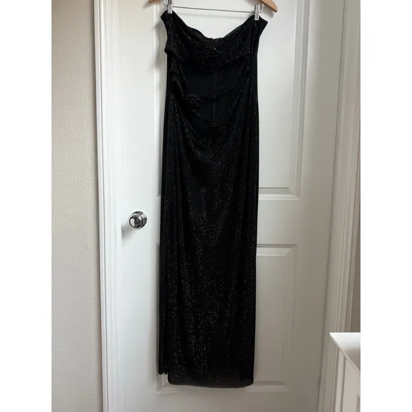 Meshki Strapless Rose Diamante Maxi Dress in Black Gala Nightout‎ Feminine - Image 3