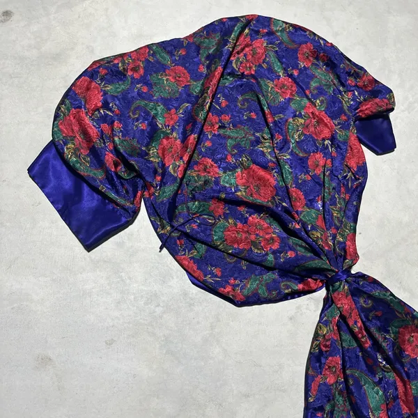 1990s Y2K Hollywood Victoria Secret Vintage Floral Longe Robe Women's SZ M/L - Image 7