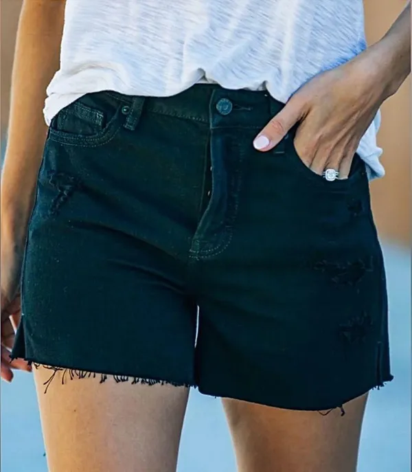 Hidden Jeans Pixie High Rise Distressed Denim Shorts • Sz M - Image 5