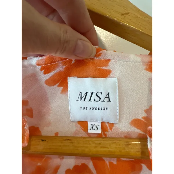 MISA Los Angeles Lorena Orange Floral Ruffle Mini Dress XS Long Sleeve‎ - Image 5