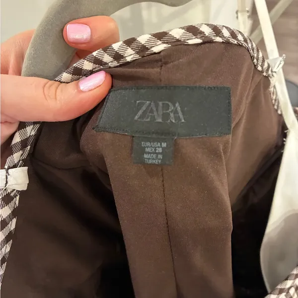 Zara Checkered Camisole in Brown and White - Image 3