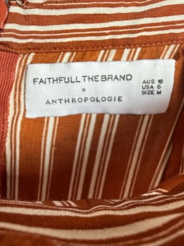 Faithful the Brand x Anthropologie Gabrielle Striped Burnt Orange Pants Sz 6 - Image 6