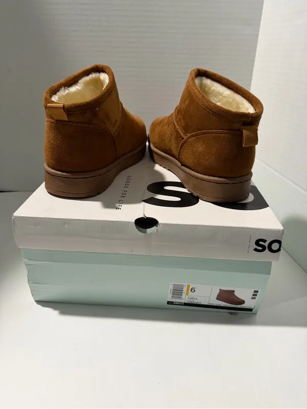 SO‎ Brown Suede Faux Fur Lined Ankle Booties - Image 4