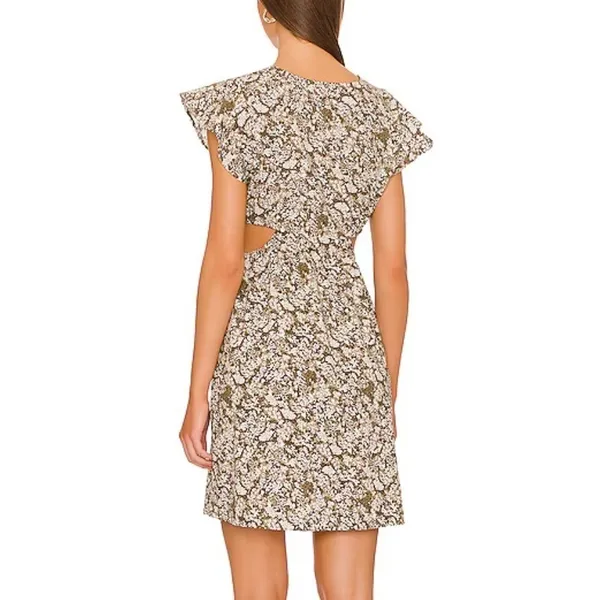 Rails Nyla Olive Vine Cut Out‎ Mini Dress Medium Green Floral Boho Summer Cotton - Image 3