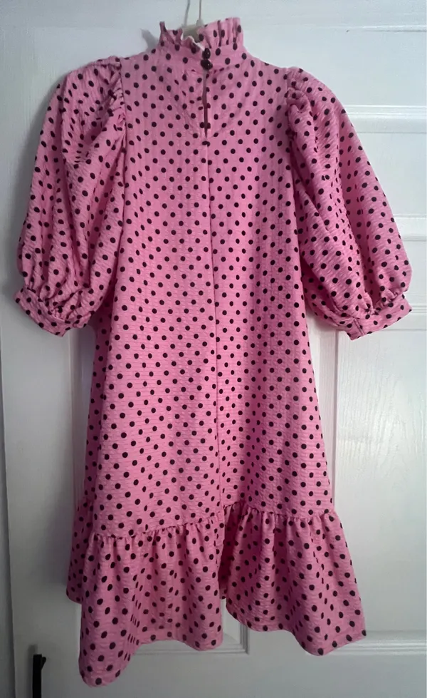 ASOS Pink Polka Dot Puff Sleeve Mini Dress US 2 - Image 3