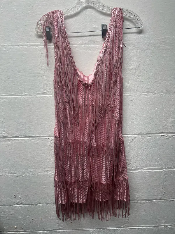 Pink Sequin Flapper Dress Size L - Image 4