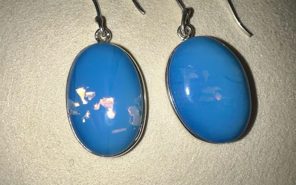 925 Silver Doublet Opal Gemstone Handmade Drop Dangle Earrings Jewelry Gift 1.72" - Image 3