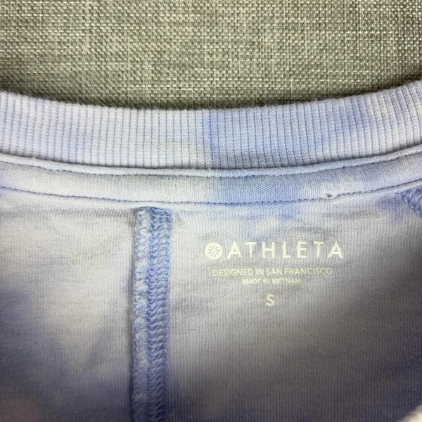 Athleta Sweatshirt Womens Small Blue Tie Dye Crewneck Raglan Fleece Pullover - Image 3