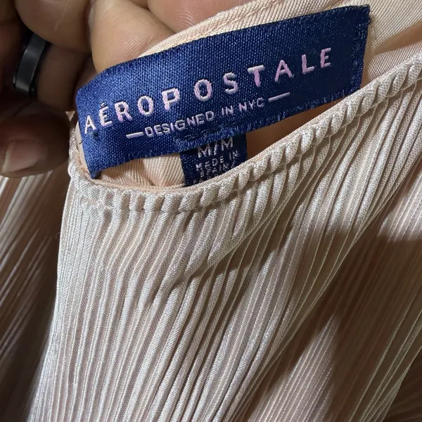 Aeropostale Pink Pleated Slip Dress Women's Medium Satin Shimmer Cami Midi Dress - Image 3