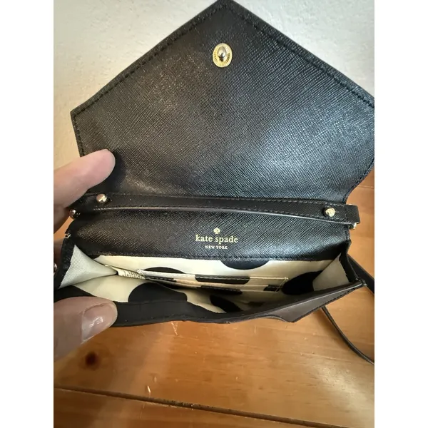Kate Spade Black Cedar Street Mini Leather Envelope Crossbody Shoulder‎ Bag - Image 7