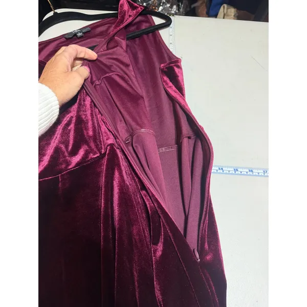 Lulus Crushing It Maxi Dress Size L Burgundy Velvet Slit Gown Old Hollywood NWT - Image 13