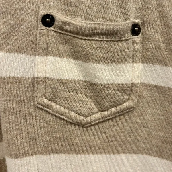 VTG Lauren Ralph Lauren Petite Small Beige‎ Striped Quarter Zip Cotton Pullover - Image 4