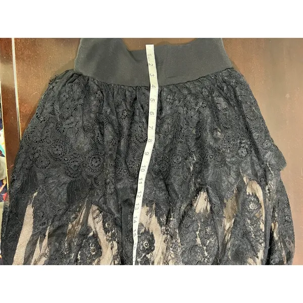 Black Lace Layered Peplum Midi Skirt Whimsygoth Gothic Romance XS - Image 8