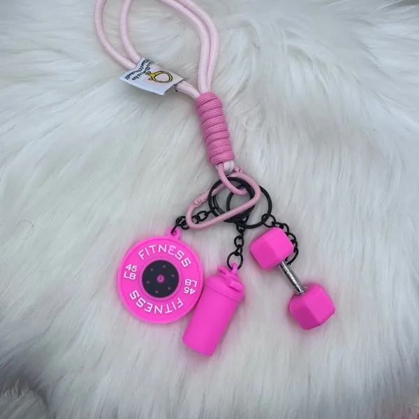 Pinkness Fitness Keychain Set w/ Wristlet bracelet - Image 3