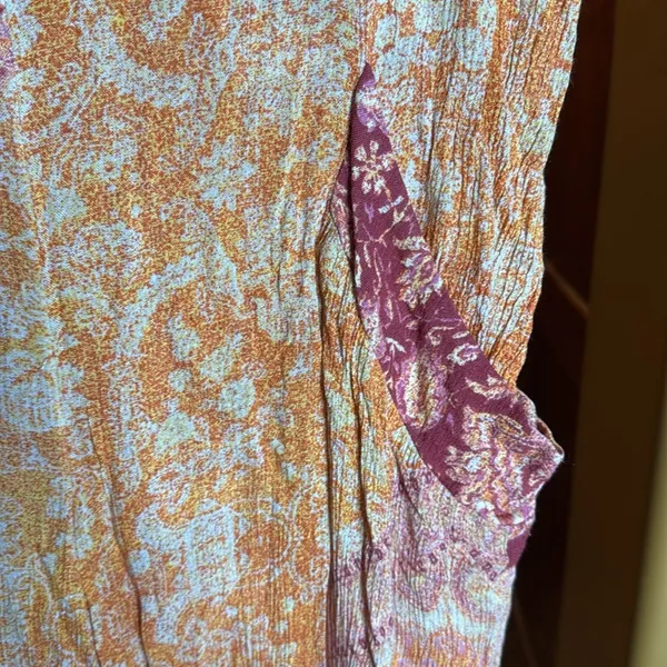 Free People Begonia Balloon Pants Boho Patchwork Harem Cropped Rayon Size Small - Image 6
