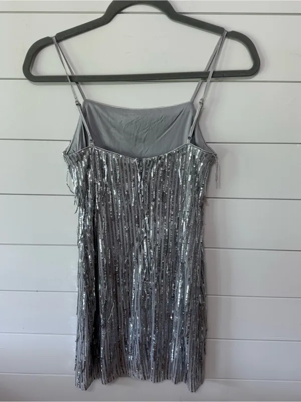 Trixxi silver sequin fringe mini dress - Image 3