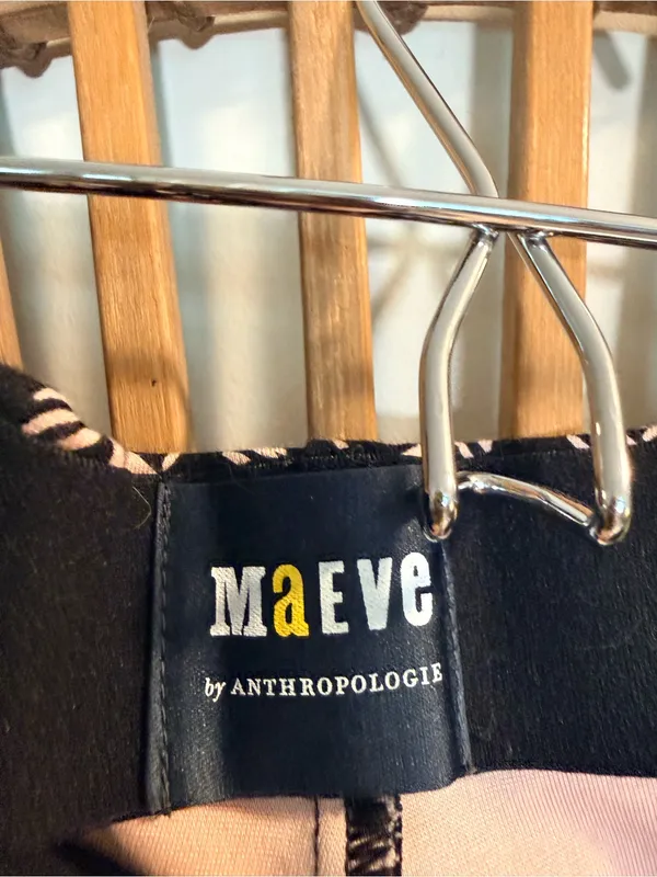 Anthropologie Maeve Margot Kick Flare Pull On Pants Stretch Patterned Workwear - Image 10