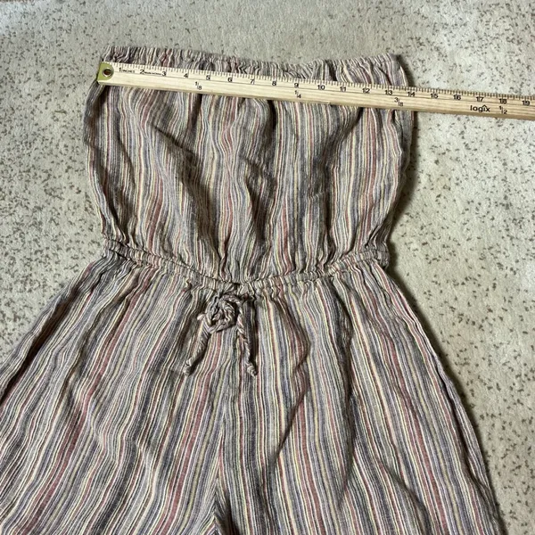Blue Life‎ Striped Bohemian Coastal Linen Cotton Jumpsuit Wide Leg R059-5904 - Image 2