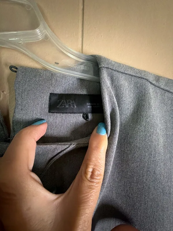 Zara Gray Short Sleeve Seamed Fit and Flare Mini Dress - Image 2
