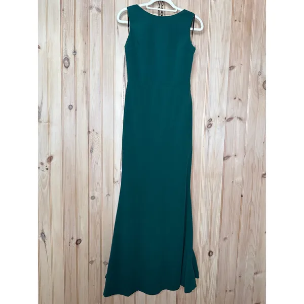 NWT Lulus Exquisite Refinement Emerald Backless Bow Ruffled Maxi Dress Gala Sz M - Image 2