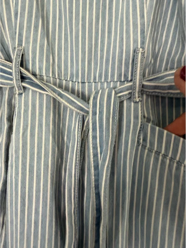 REWASH Blue and White Striped Jumpsuit with Belt Size S - Image 7