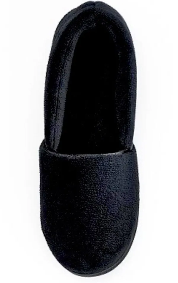 Isotoner Indoor/Outdoor Black Microterry Satin Trimmed Slippers Size 6.5-7 - Image 6