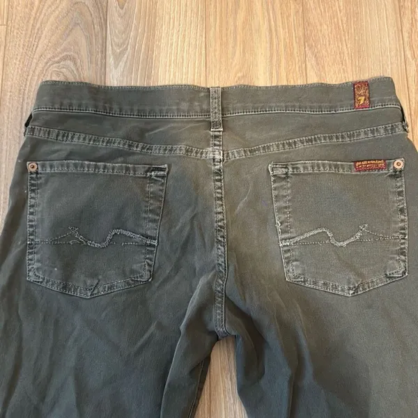 7 for all mankind jeans women's‎ olive green/gray jeans size 30 - Image 9