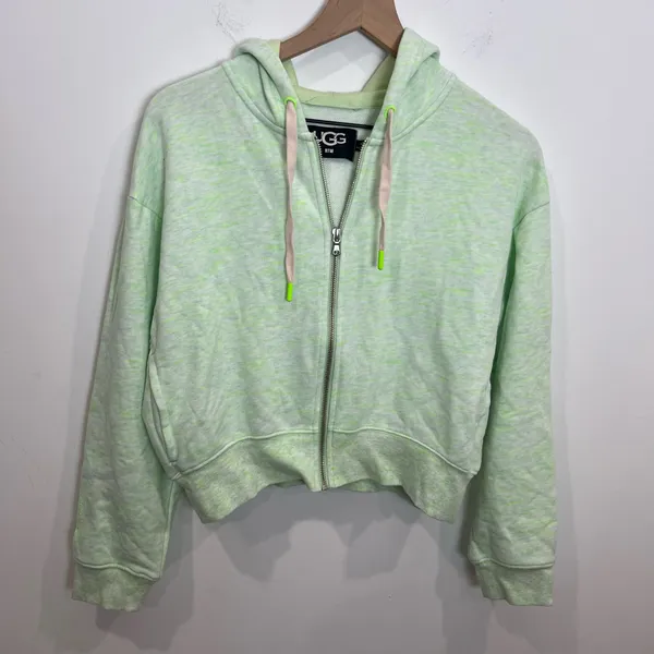 UGG Cropped Lime Green Hoodie Jacket - Image 2