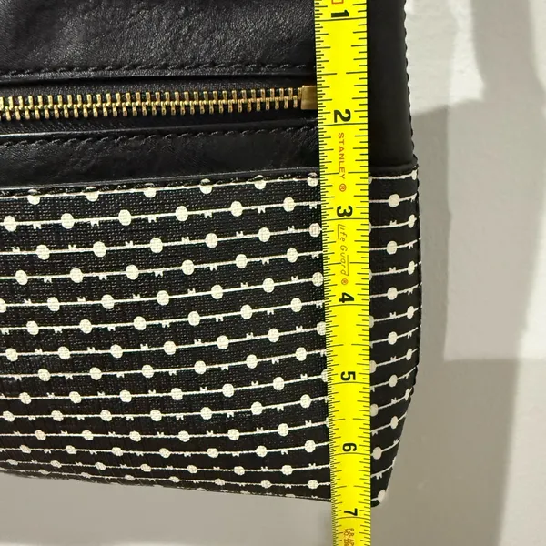 Fossil Fiona Striped Crossbody Bag Purse Handbag Black White Brown‎ With Key N - Image 12