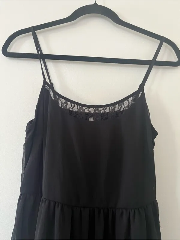 NWT Mudd Black Chiffon Lace Midi Dress Medium Romantic Y2K Evening Feminine - Image 2
