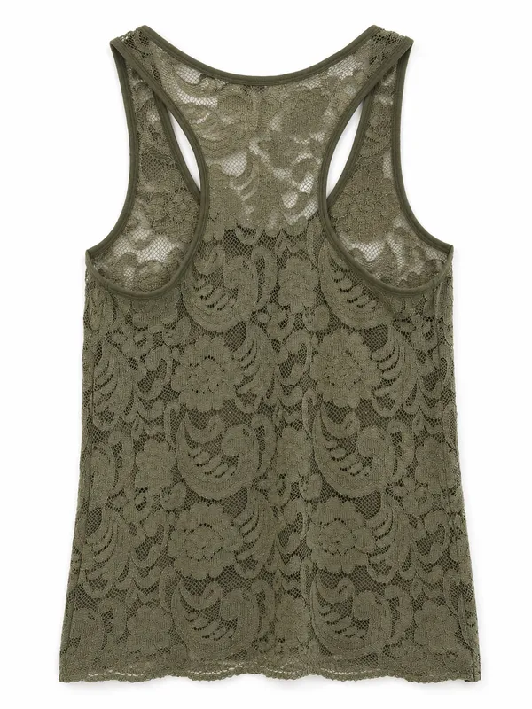 BUCKLE‎ Olive Green Lace Tank Top Layering sparkly Women's Small - Image 4
