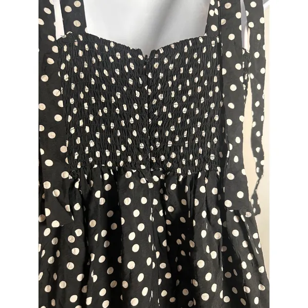 Rachel Zoe Womens Black White Polka Dot Tie‎ Strap Tiered Maxi Dress Small - Image 6
