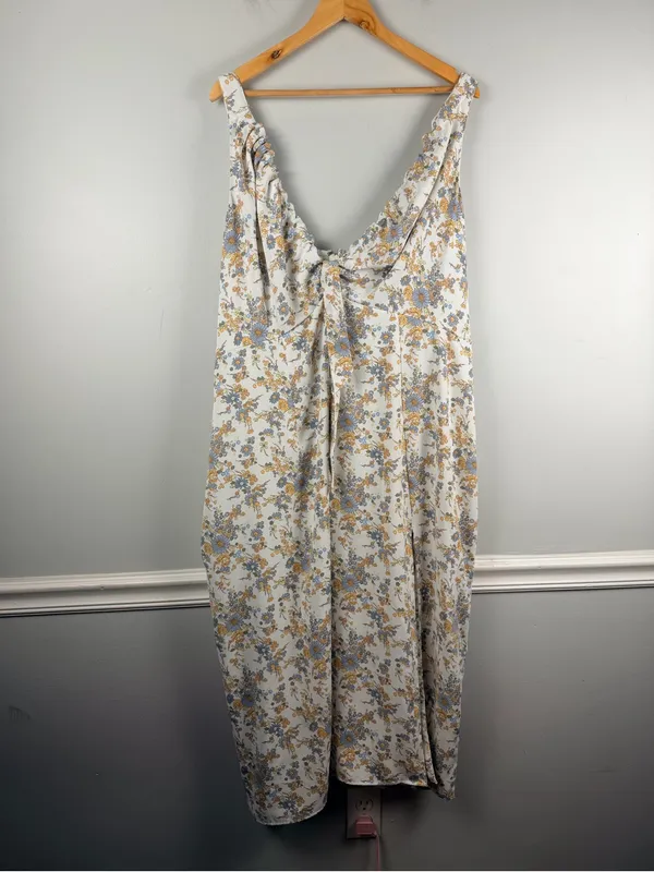 Abercrombie & Fitch floral Cinched Neck Slip Midi Dress Side Slit SIZE XXL - Image 5