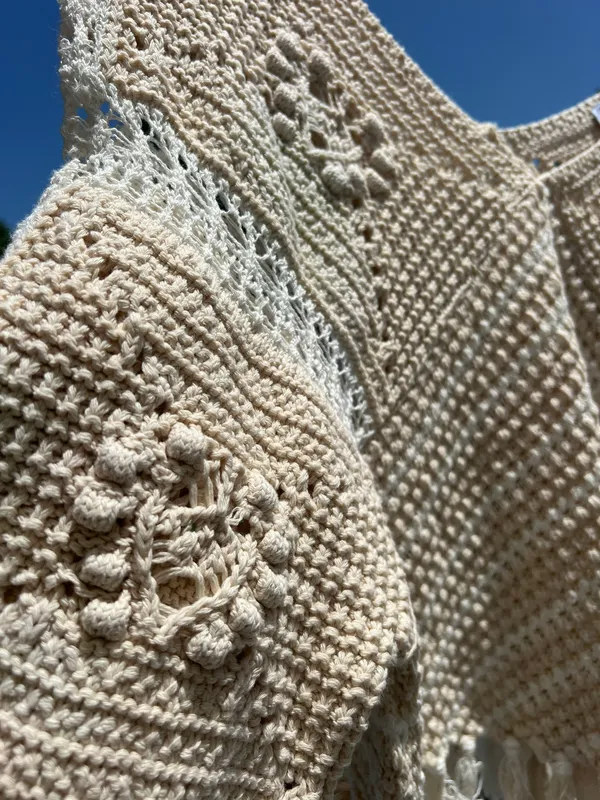 ZARA Fringed Knit Poncho - Image 4