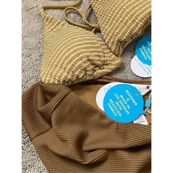 Anthropologie New. WET L.A. brown stripe bikini. Small. Retails $186 - Image 7