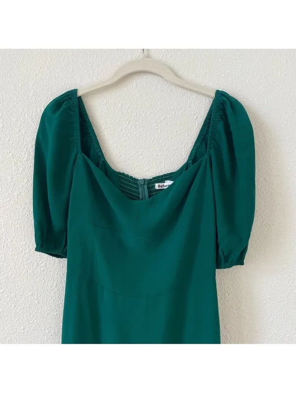 Reformation Jan Midi Dress Green Size 4 Holiday Party Office Wedding - Image 3