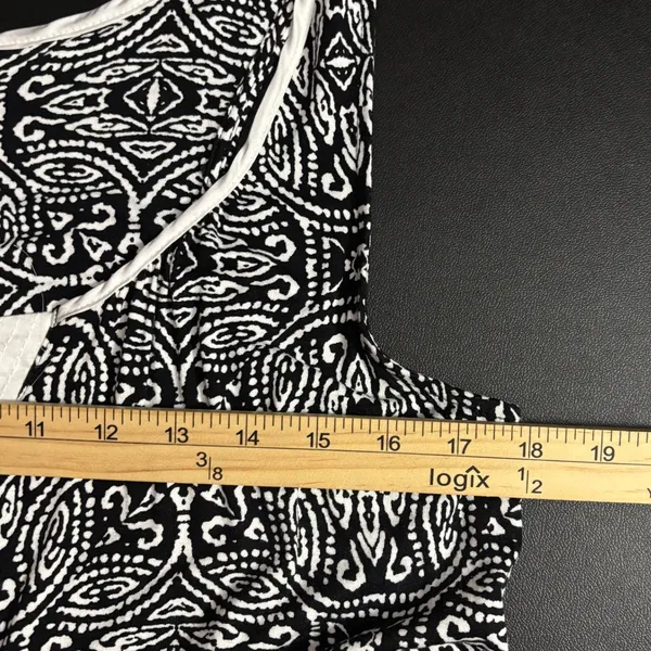 Anne Klein Womens Dress Black White Medallion‎ Paisley High-Low Size M - Image 5