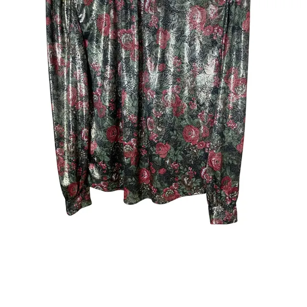 Lauren Lee Vintage Floral Long Sleeve Mock Neck Blouse Top‎ Sz 10 - Image 3