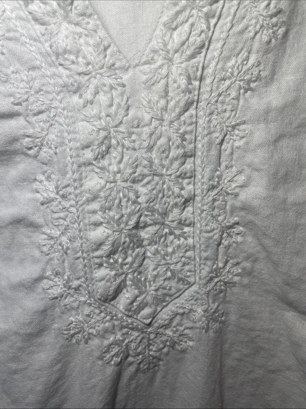 Croft & Barrow White Embroidered Sleeveless Dress XS Boho Cottagecore - Image 4