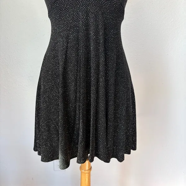 Vintage 90s Black and Silver Sparkle Mini Cocktail Dress - Image 4