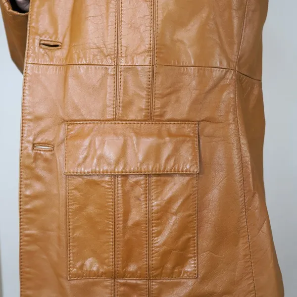 Vintage 70s Raffaelo Brown Leather Coat - Image 7