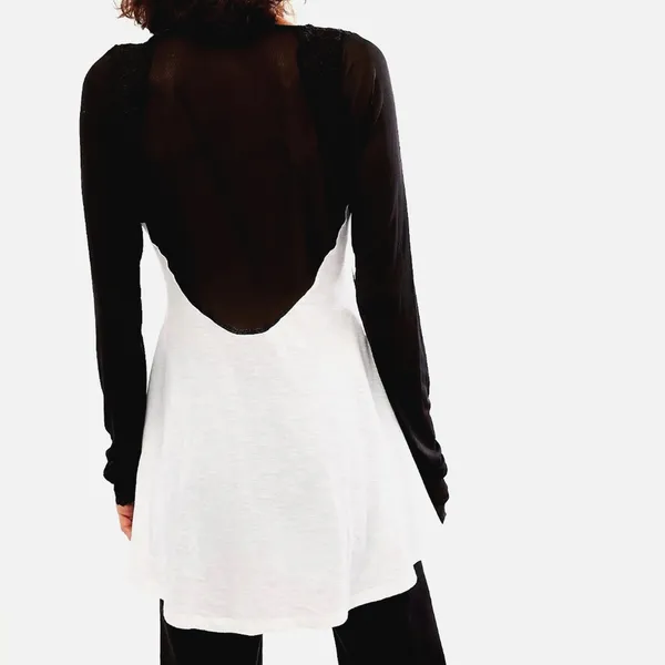 Free People Rendezvous Top Semi Sheer Ivory Combo M - Image 5