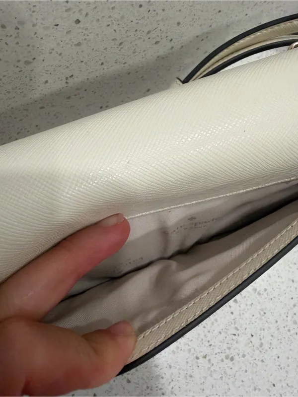 Kate Spade Madison Flap Crossbody Bag White Leather Purse KC430 Small EUC - Image 7