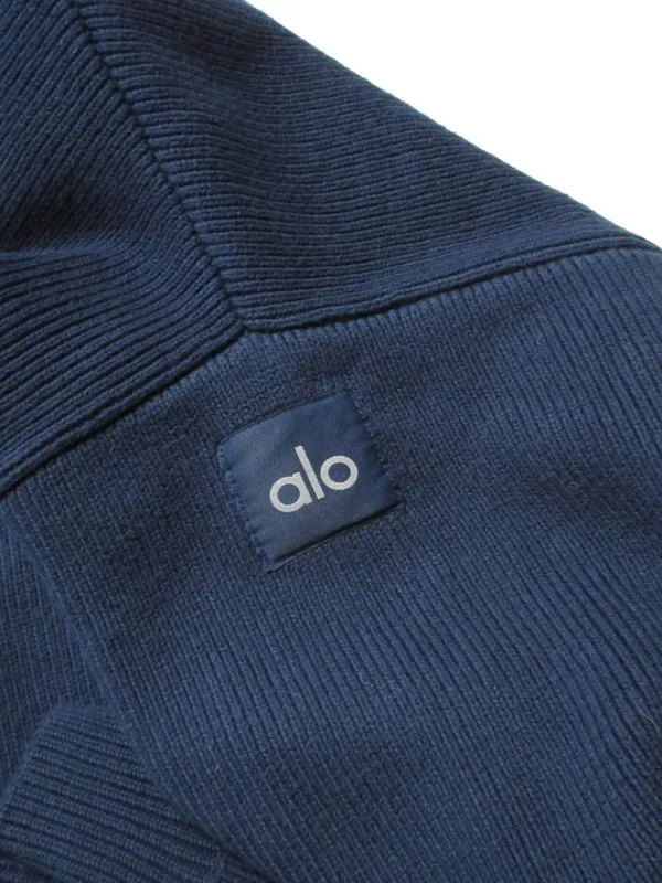 NWT Alo Unisex Scholar Hooded Sweater in Navy Blue Heavyweight Oversized Knit XS - Image 6