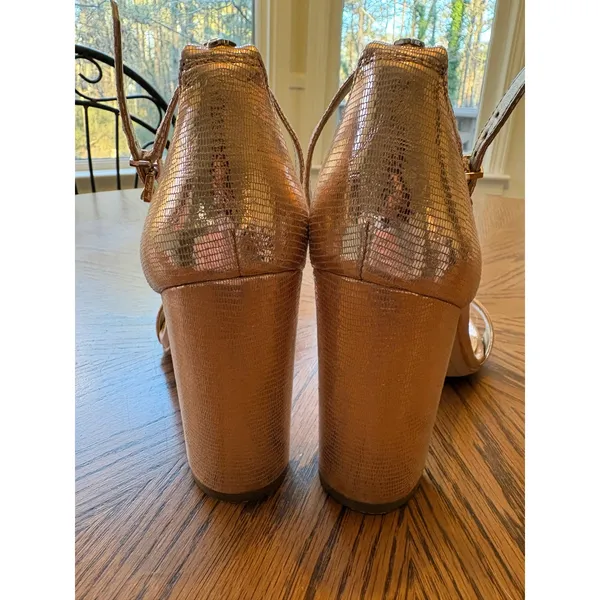 Sam Edelman Yaro Ankle Strap Block Heel Sandals Rose Gold‎ Metallic Size 9 - Image 4