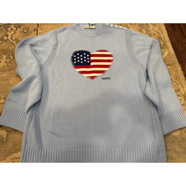 Guizio Americana Love Sweater Blue Oversized Sz Small NWT $188 - Image 8