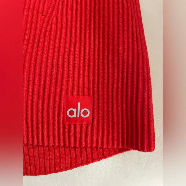 ALO Yoga NWT Denim Knit High Waist Skirt Bright Red Size XS - Image 12