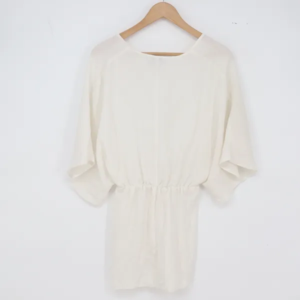 ASOS Top Womens 4 Twist Front Deep V-Neck Kimono Sleeve Cream Solid - Image 4